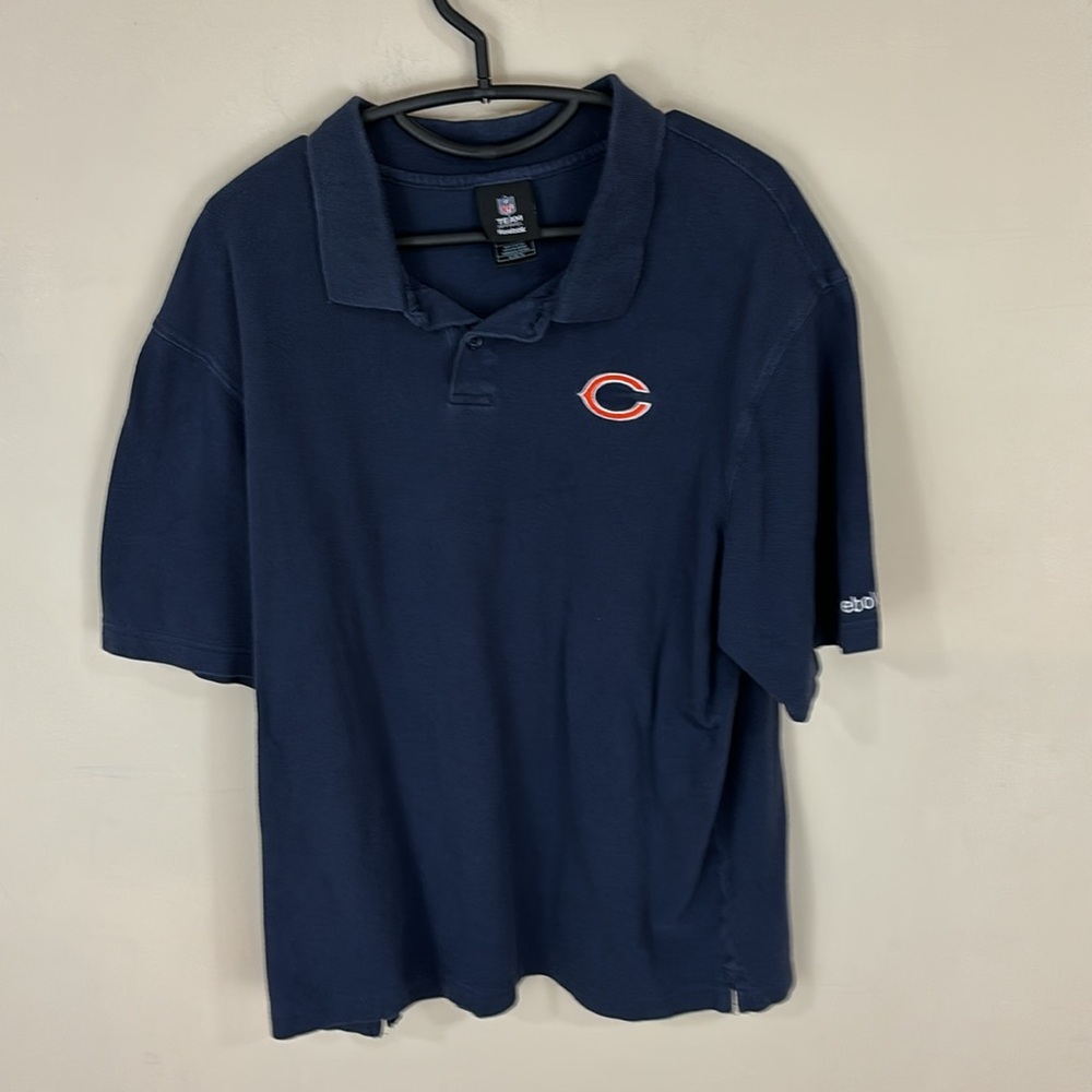 NFL Team Reebok Chicago Bears Embroidered Blue Polo Shirt Size XL